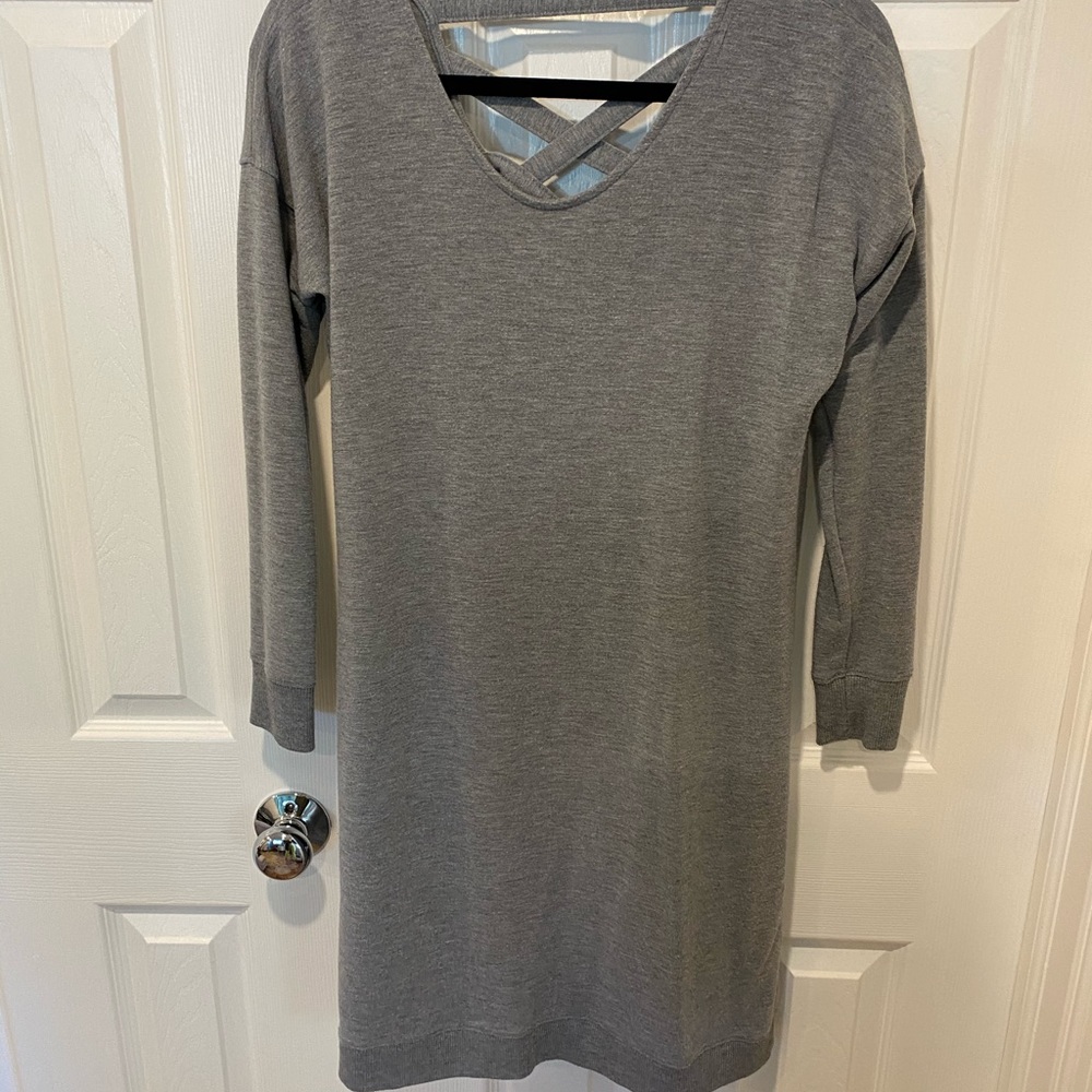 Long sleeve gray t-shirt dress